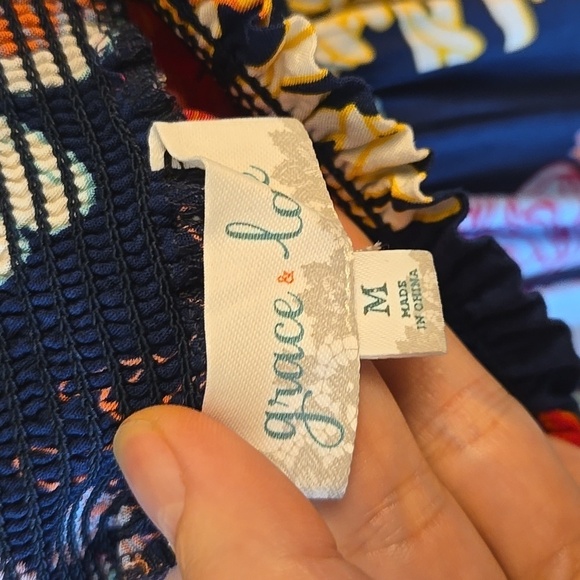 Grace and Lace Smocked Floral Print Summer Shorts - Picture 5 of 7